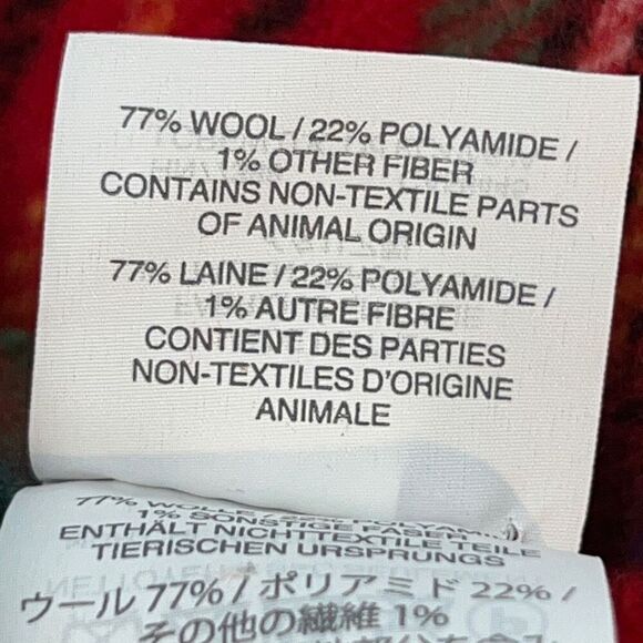 J Crew Wool Scarf Unisex 20X78 Red Plaid CabinCore Classiccore Bohemian Normcore - Picture 9 of 9